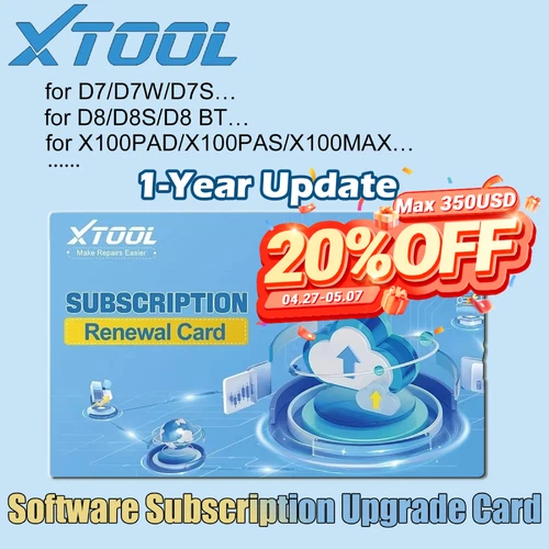 XTOOL Software Upgrade Subscription Annual Card For D7/D8/D9 X100MAX/PAD ,etc