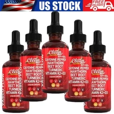 Clean Nutra Organic Cayenne Pepper Liquid Drops Vitamin D3 K2 60ml 5 pack