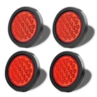 4PACK 4inch 24-LED Round Truck Trailer Tail Stop Turn Brake Light Red Waterproof