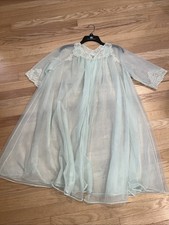 Vintage Van Raalte Double Layer Chiffon LingeriePeignoir Robe Small S Green