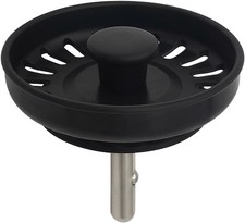 Black Kitchen Sink Drain Basket Strainer Stopper Replacement for Polymer Brass