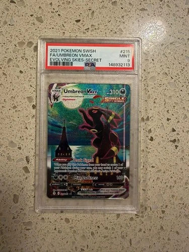 Pokémon Umbreon VMAX Alternate Art Secret Rare 215/203 Evolving Skies Holo PSA 9
