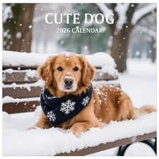 2026 Wall Calendar, Large Monthly Wall Calendar Dogs, Jan 2026 - Dec 2026, 12"
