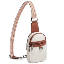 7L Sling Bag Crossbody Bags for Women Fanny Packs Purses 4-white brown-small