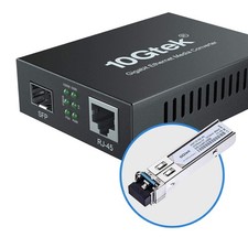 Gigabit Ethernet Media Converter, SingleMode Dual LC Fiber to Ethernet RJ45 C...