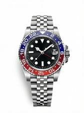 GMT Mod   Steel  Blue-Red Bezel  Jubilee   40mm   Automatic GMT