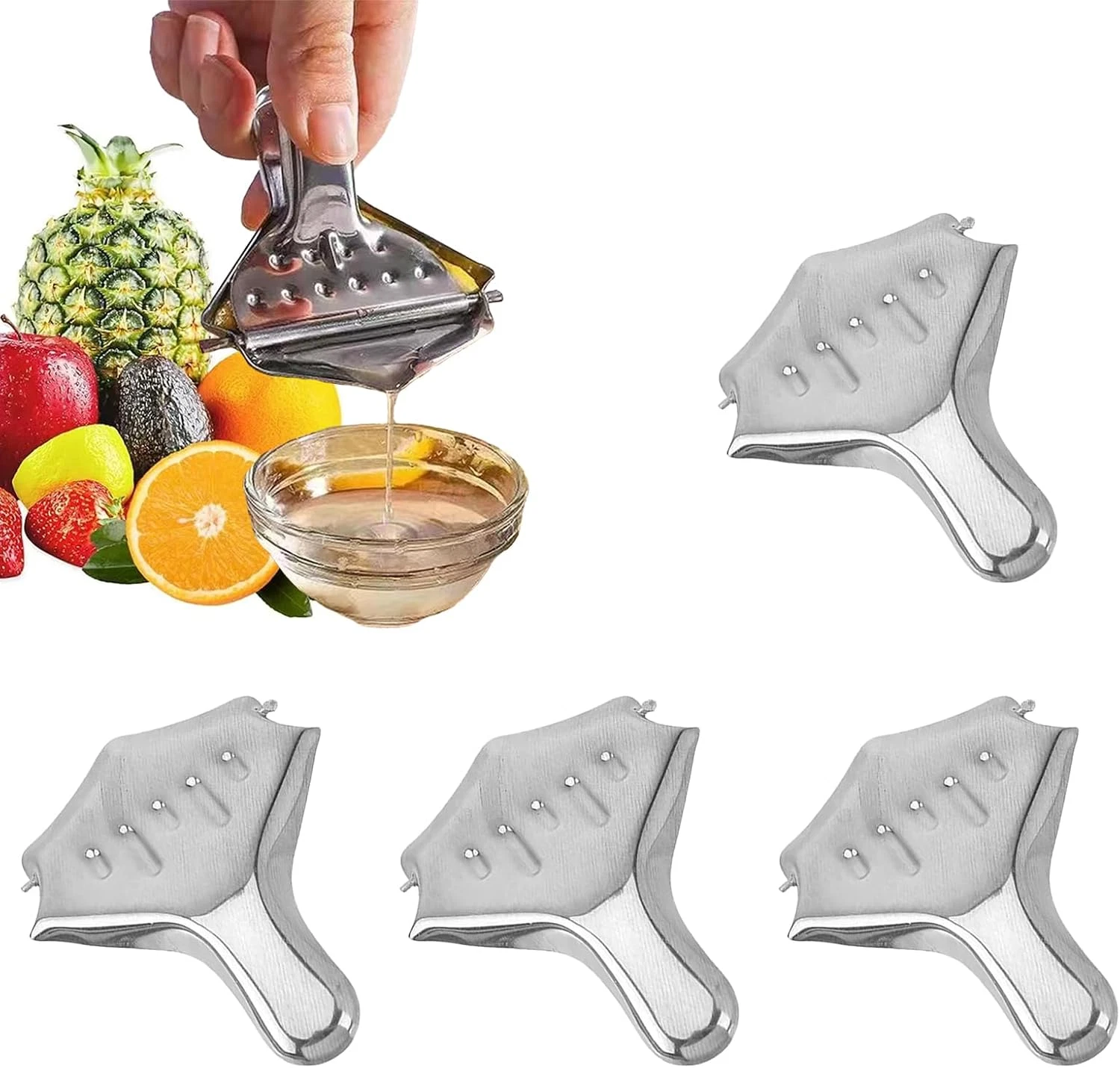 4 Pieces Lemon Squeezer Stainless Steel – Stainless Steel Manual Juicer & Citrus