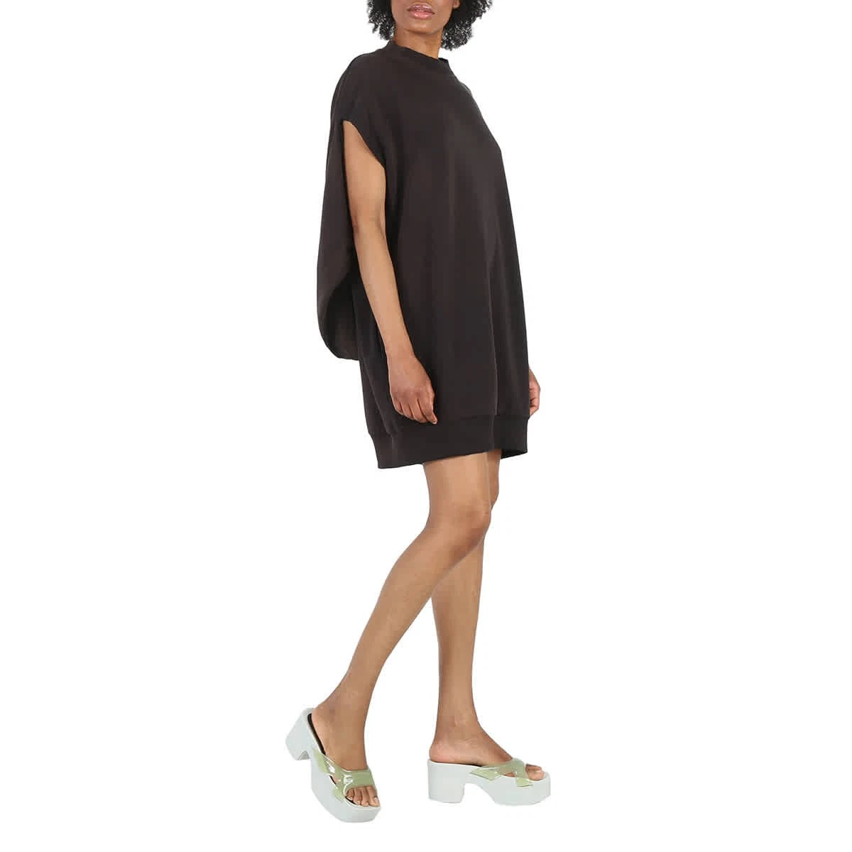 Abito donna MM6 Maison Margiela nero in felpa con maniche ritagliate taglia X Small