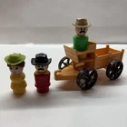 Vintage Fisher Price Little People Western Town Wagon Cowboy Figures Lot of 4