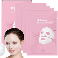 4PCS Collagen Glow Face Mask Deep Hydrating Anti-Wrinkle Pore Minimizing Skin