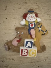 Vintage Burwood Clown Teddy Bear Wall Hanging ABC Nursery Decor 3136 USA Made