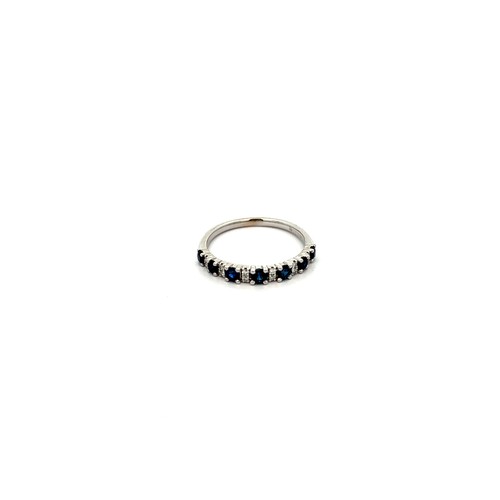 14kt White Gold Diamond & Sapphire Ring - Picture 2 of 5