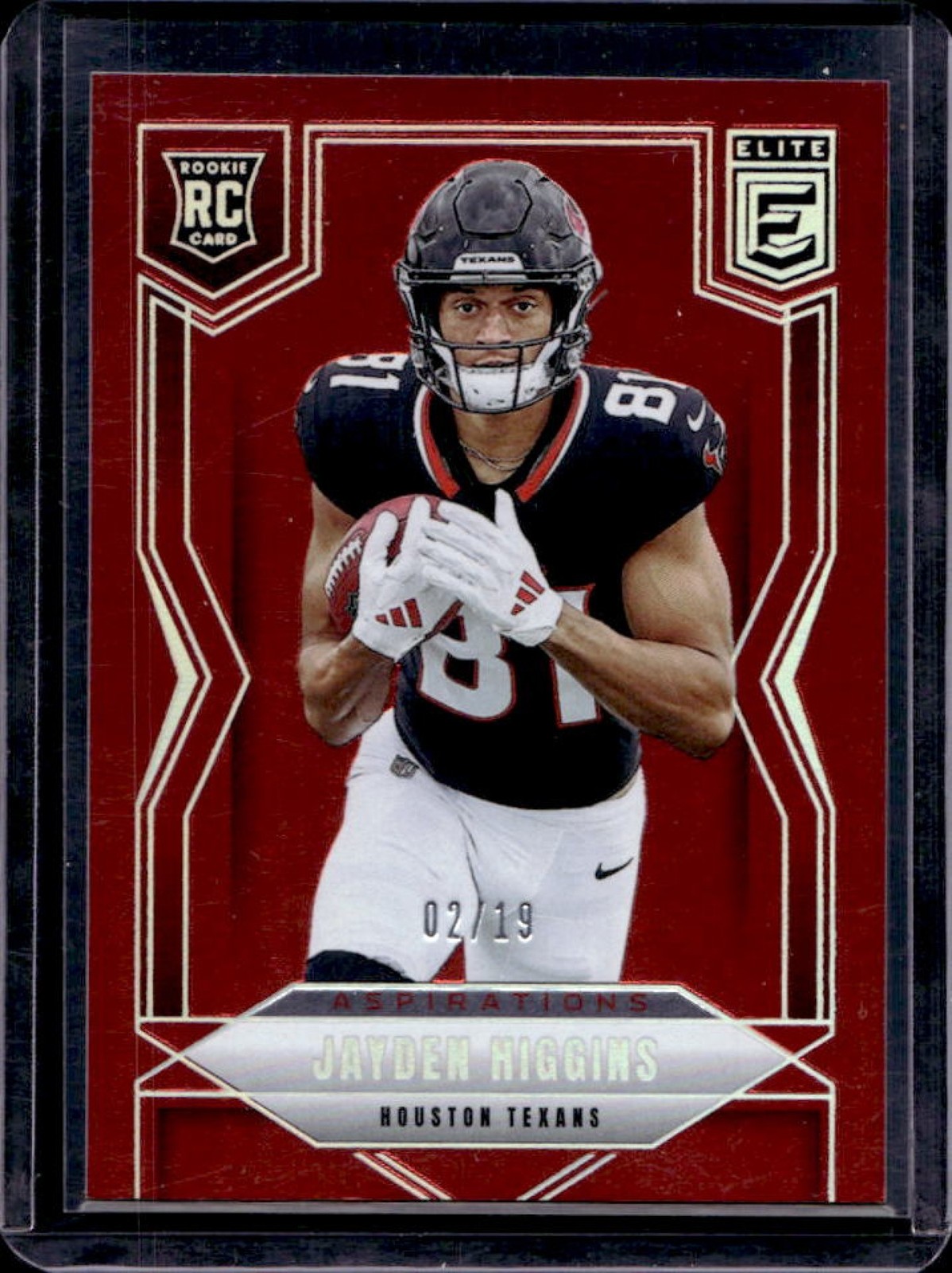 2025 Donruss Elite Jayden Higgins Rookies RC Aspirations Red #/19 Texans