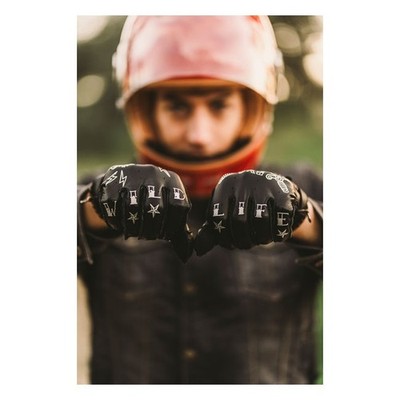 Motorradhandschuhe Cafe Racer und Custom by City Second Skin Tattoo Handschuh...
