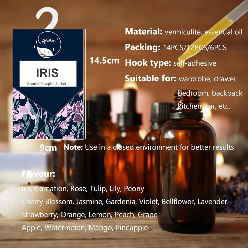 9Pcs Profuma Armadio Vestiti, Profumatore Auto, Profumatori Armadio E Cassetti, - Immagine 3 di 4