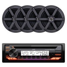 JVC KD-T92MBS Single DIN Marine Bluetooth CD Radio, 4x 6.5" 100W Boat Speakers