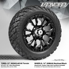 4x Golf Cart 14x7 Black Goblin Wheels And 23x10-14 Ironclad At Tires 4x Golf Cart 14x7 Black Goblin Wheels And 23x10-14 Ironclad At Tires