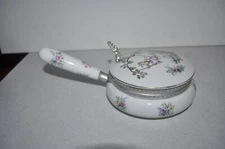 Vtg Andrea by Sadek Porcelain Silent Butler Pot/Pan Hinged Lid Japan