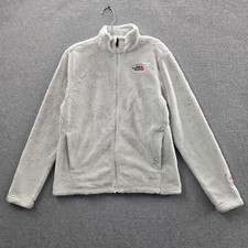 The North Face Girls Jacket 2XL Gray Sherpa Circular Logo Pockets Full Zip READD
