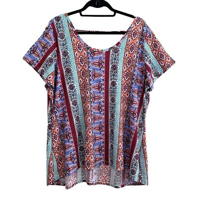 Bobbie Brooks Stretch T-Shirt Plus Size 2X High Low Lattice Back