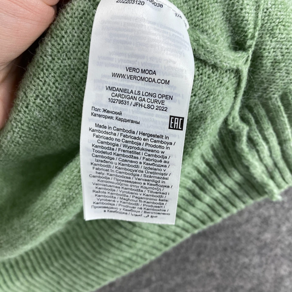 Vero Moda Cardigan Women 1X Plus Green Knit Alpaca Open Front Long Sleeve Casual - Image 4 of 4