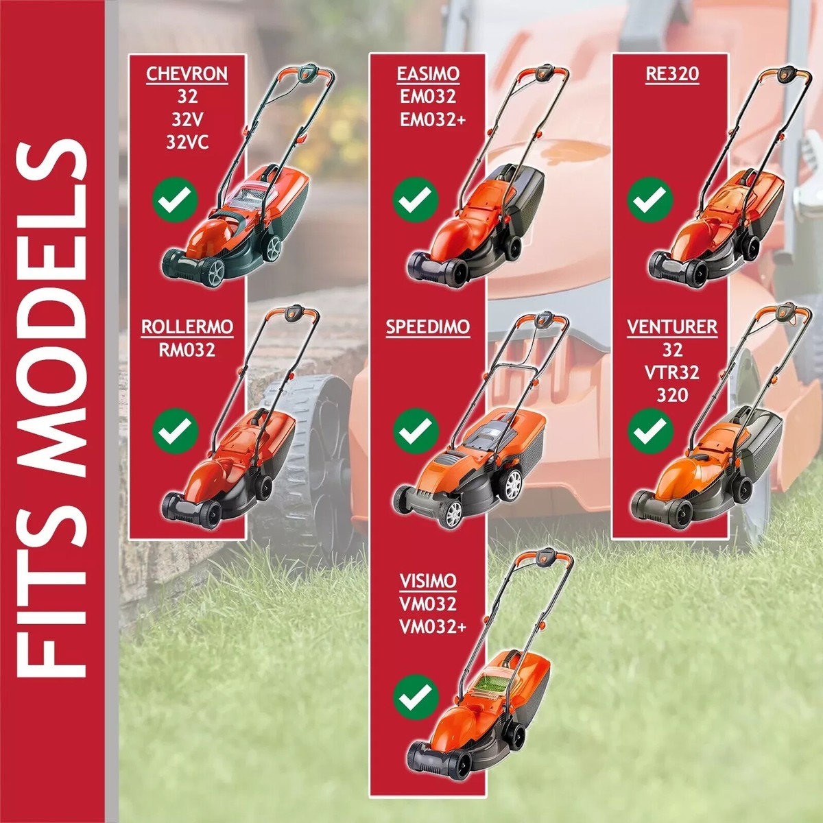 Lawnmower Blades SPARES2GO Metal Blade For Flymo Chevron 32 Easimo ...