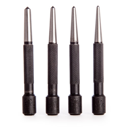 Eclipse Center Punch Set 4 Piece Knurled Carbon Steel Sizes 3.2 6.5