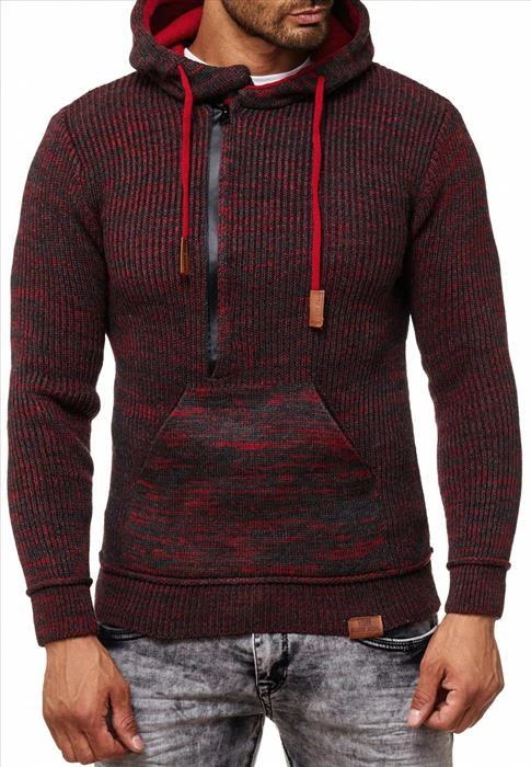 Rusty Neal Herren Strickpullover Kapuzensweatshirt Rot - Bild 3 von 4