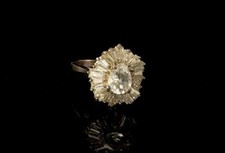 VINTAGE ART DECO STYLE DIAMOND CUBIC ZIRCONIA CZ 925 STERLING RING BR