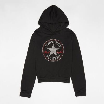 Converse Felpa C/Cappuccio Girl Rhinestone Pullover 023 (Black