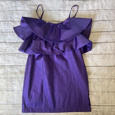 zara purple metallic dress ZARA METALLIC THREAD PRINTED MIDI DRESS SZ. M GOLD PURPLE Cutout Side NWT