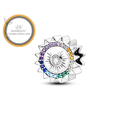 Sparkling Rainbow Sun Eye Charm For Bracelet, Beaded Charm, Gift For Women