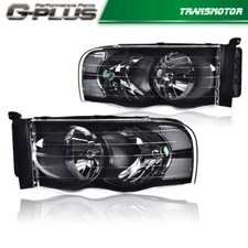 Pair Fit For 2002-2005 Dodge Ram 1500 2500 3500 Clear Black Headlights Headlamps