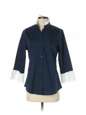 NWT Pearly Vine Women Blue Long Sleeve Button-Down Shirt S