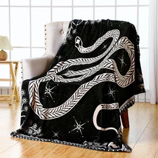 Buryeah Snake Throw Blanket Gothic Witch Boho Witchy Occult Black Blanket Goth B