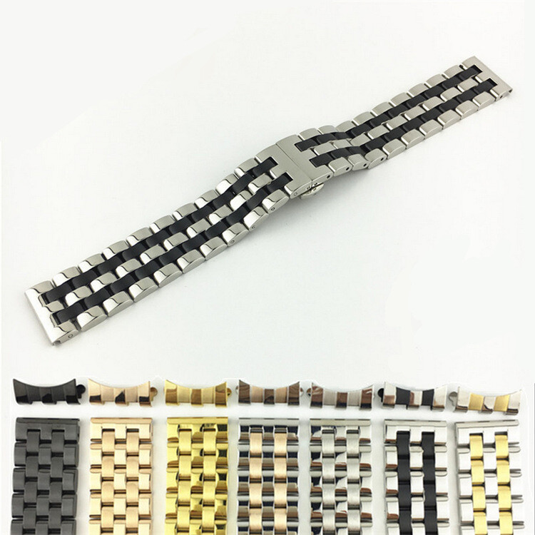 Curved Stainless Steel Watch Strap Metal Bracelet Replacement