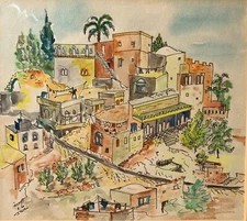Ruth Bowman 20th Century Bezalel School Post Impressionism Watercolor Painting