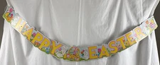 Vtg Amscan Happy Easter Bunny Chick Banner Die Cut Paper Decoration Hong Kong