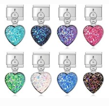 Italian 9mm ❤️ sparkle heart dangle Charms