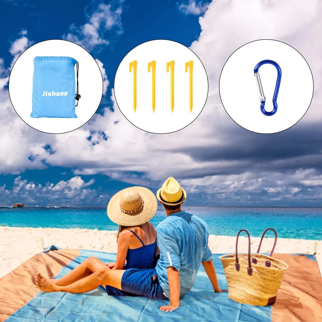 Grande 200 x 210 cm Al aire libre Picnic Parque Playa Estera + 4 Clavos Fijos