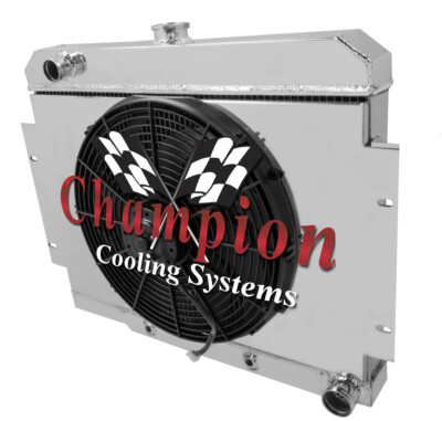 Atom 3 Row Radiator Chevy Config,16'' Fan,Shroud for 1970-1985 Jeep CJ Series