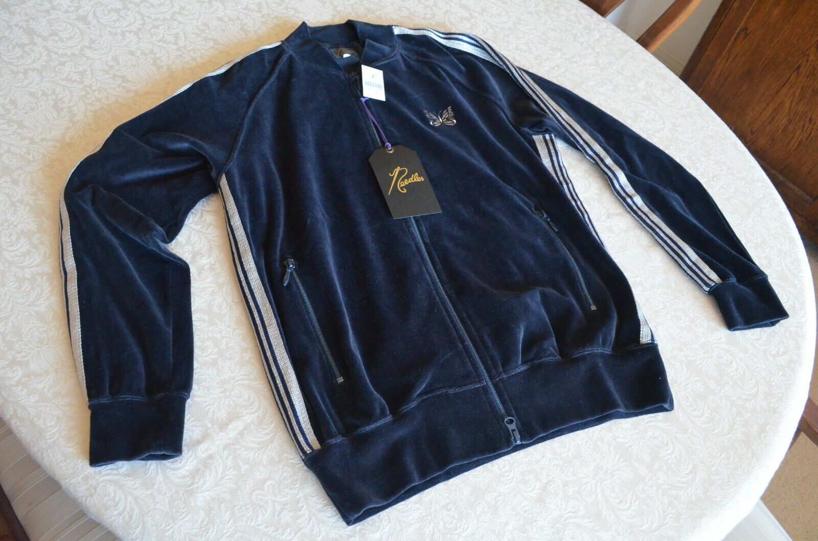 Needles Nepenthes Navy Velour Track Jacket With Silver Embroidery Size S  eBay