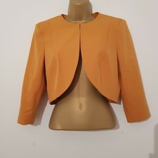 NEW DP 12-24 Mustard Yellow Tailored Fit Bolero Cropped Occasion Jacket Blazer