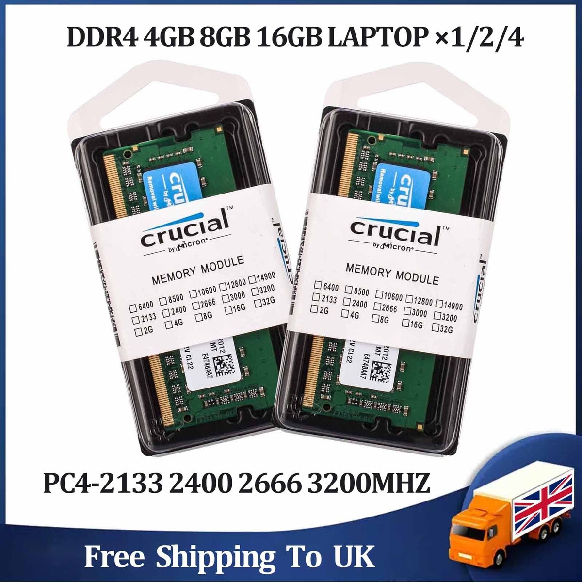 Crucial 8GB 16GB DDR4 RAM 2400 2666 3200 MHz SO-DIMM 260Pin