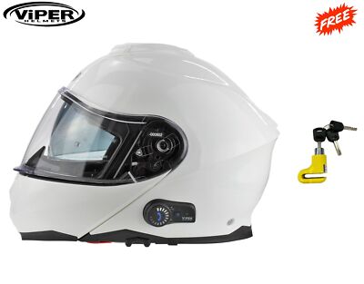 ViPER RSV191 Blinc Bluetooth Klapphelm vorne Motorrad Modularhelm weiß + Scheibenschloss