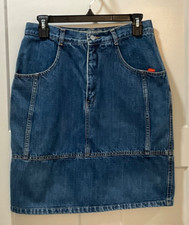 VTG JORDACHE WOMEN S DENIM DARK WASH KNEE LENGTH SKIRT SIZE 12 GREAT