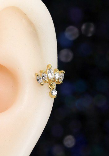 Gem Crystal Ear Cartilage Helix Ring Bar Stud Ear Cuff Climber Piercing Earring - Picture 116 of 268
