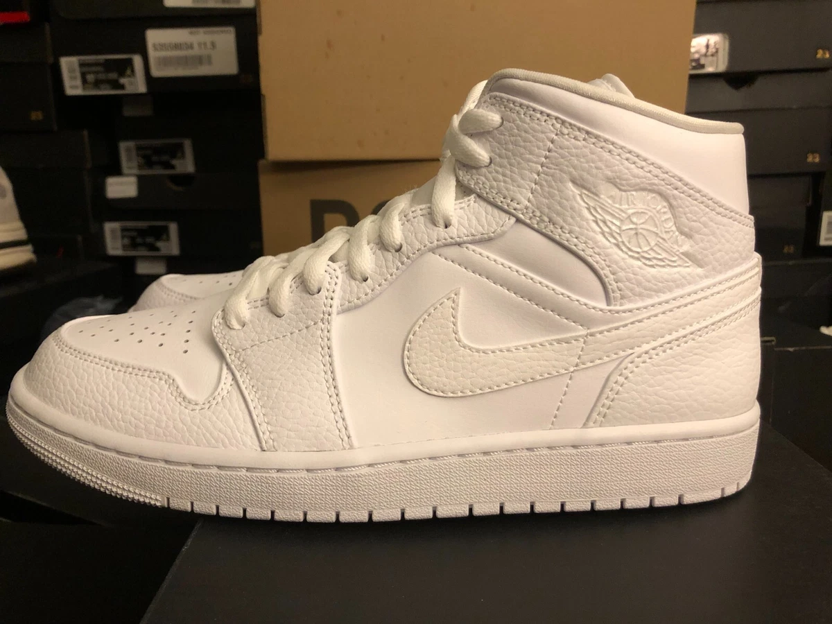 Air Jordan 1 Mid 'Triple White' Mens Sneakers - Size 9.0