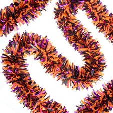 33FT Halloween Tinsel Garland, Black Purple Orange 33FT,