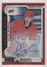 2018-19 O-Pee-Chee Platinum Rookie Autos Red Prism 50/50 Warren Foegele Auto v3i
